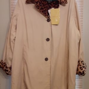 DENNIS BASSO reversible leopard print coat, size 3x, brand new